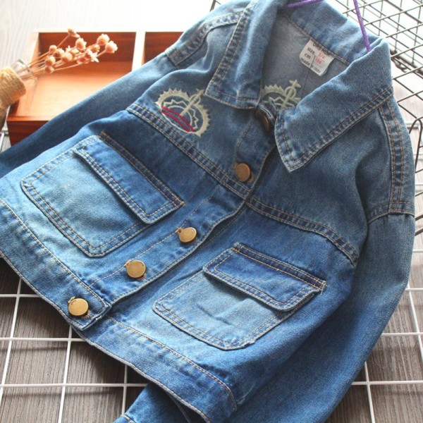 Új modell gyerek farmer dzseki hímzéssel lányoknak