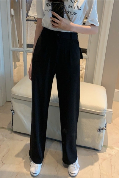 Alkalmi női fekete nadrág magas derékkal