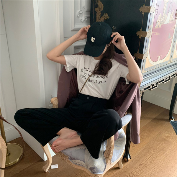 Alkalmi női fekete nadrág magas derékkal