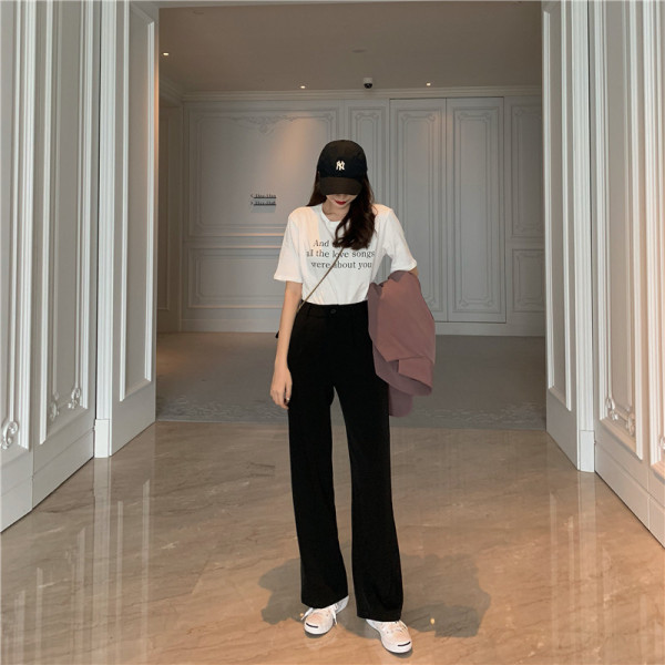 Alkalmi női fekete nadrág magas derékkal