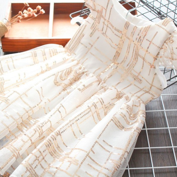 Eleganta bērnu kleita ar ovālu kakla izgriezumu un fliteriem meitenēm