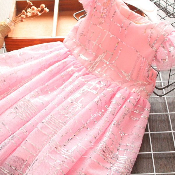 Eleganta bērnu kleita ar ovālu kakla izgriezumu un fliteriem meitenēm