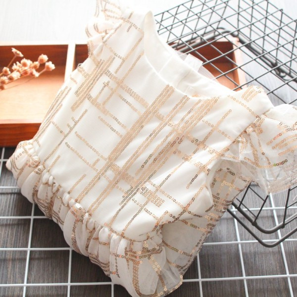 Eleganta bērnu kleita ar ovālu kakla izgriezumu un fliteriem meitenēm