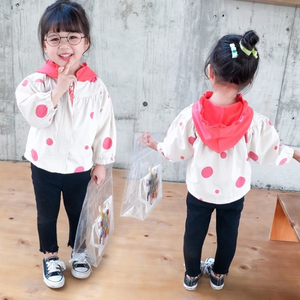 Pavasarinė vaikiška striukė su gobtuvu mergaitėms