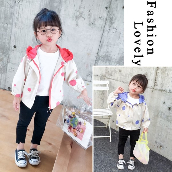 Pavasarinė vaikiška striukė su gobtuvu mergaitėms