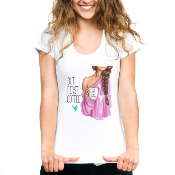 Tricou de dama modern in culoarea alba si aplicatie de culoare - mai multe modele