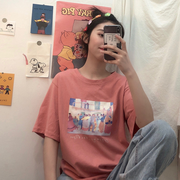 Lai värvitrükiga naiste T-särk