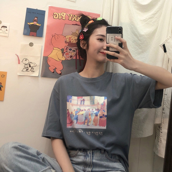 Lai värvitrükiga naiste T-särk