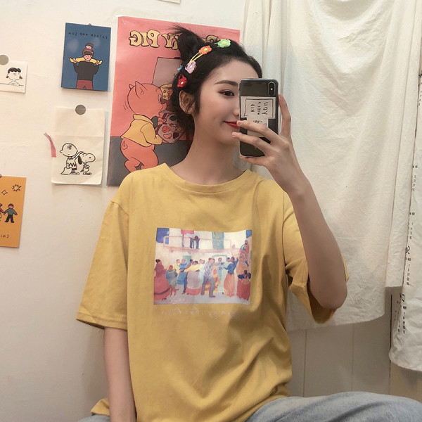 Lai värvitrükiga naiste T-särk