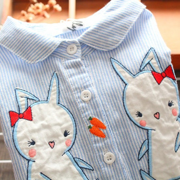 Модерна детска раирана риза с бродерия за момичета