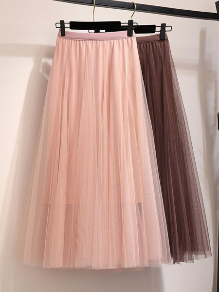 Moderni sieviešu gari svārki ar augstu vidukli un tillu