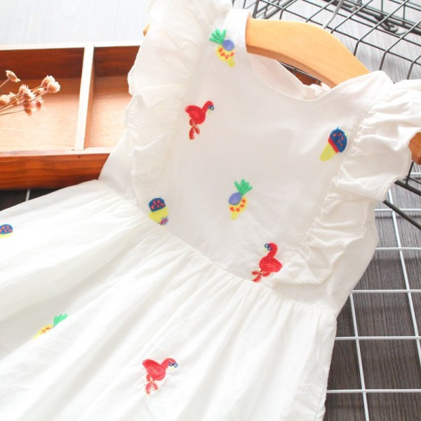 Rochie pentru copii cu broderie si decolteu oval pentru fete