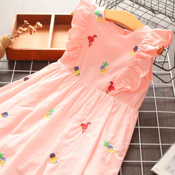 Rochie pentru copii cu broderie si decolteu oval pentru fete