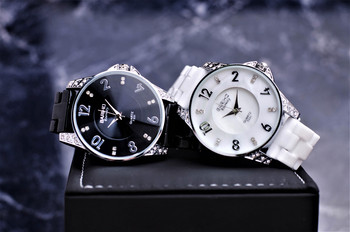 Дамски керамичен часовник BARIHO Diamond, черен