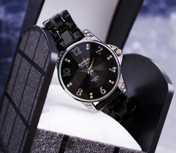 Дамски керамичен часовник BARIHO Diamond, черен