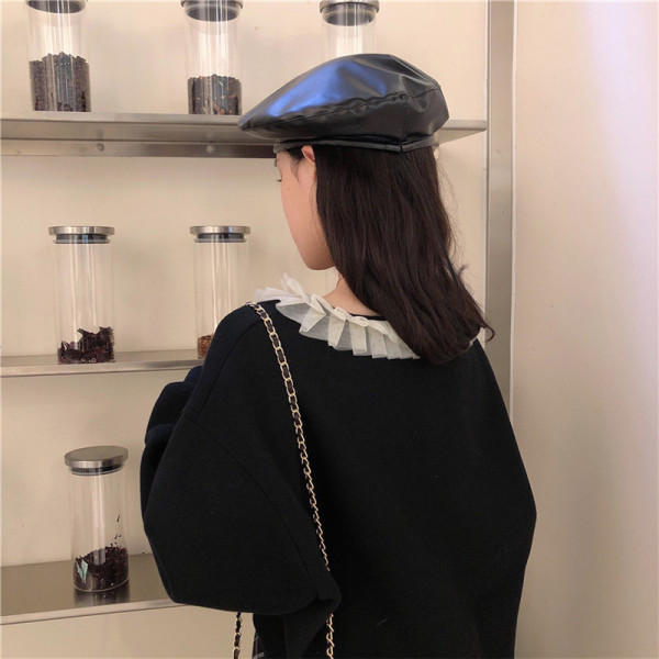 Bluză neagră de damă lată cu panglică din tul