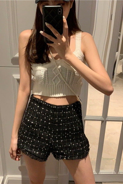 Ретро дамски къси панталони с всиока талия - широк модел 