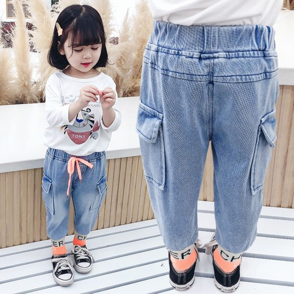 Alkalmi gyerekfarmer lányoknak rugalmas derékkal és nyakkendővel