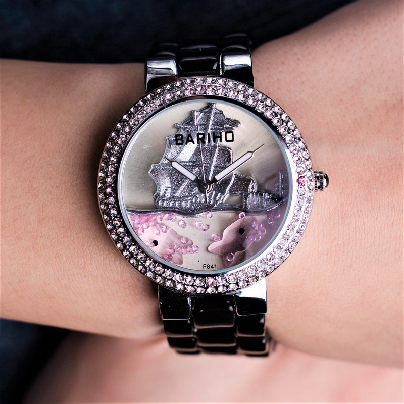 Дамски керамичен часовник BARIHO Summer, черен
