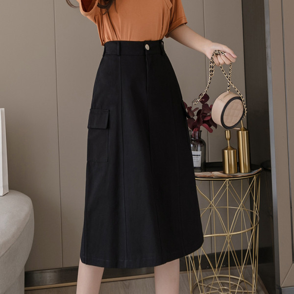 Fusta de dama model nou cu buzunare si talie inalta - A-line