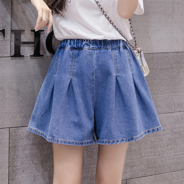 Naujo modelio moteriški šortai aukštu liemeniu – plataus modelio