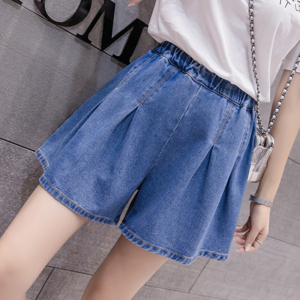 Naujo modelio moteriški šortai aukštu liemeniu – plataus modelio