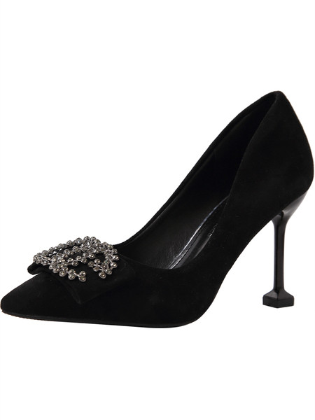 Modern női cipő öko velúrból, fekete színben