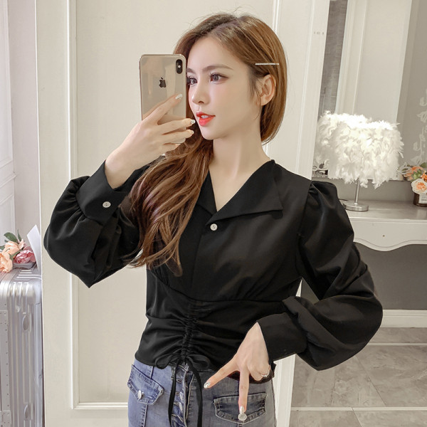 Cămașă elegantă de damă cu cravate și decolteu spitz