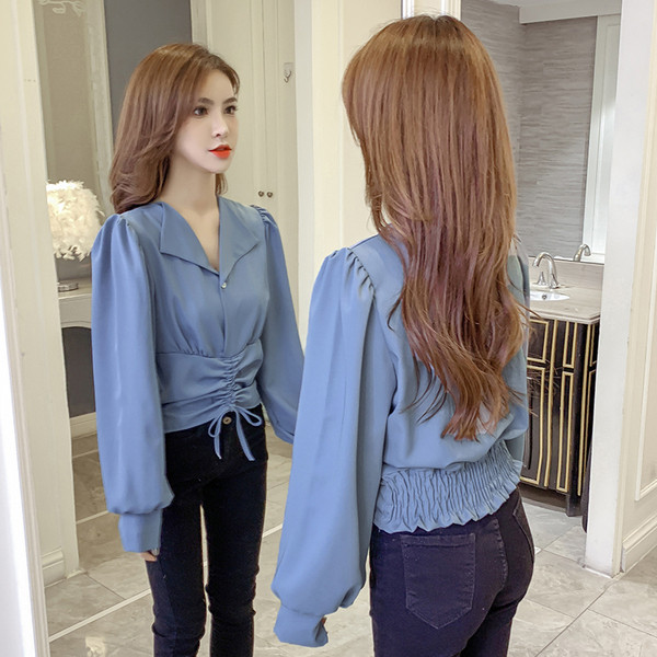 Cămașă elegantă de damă cu cravate și decolteu spitz