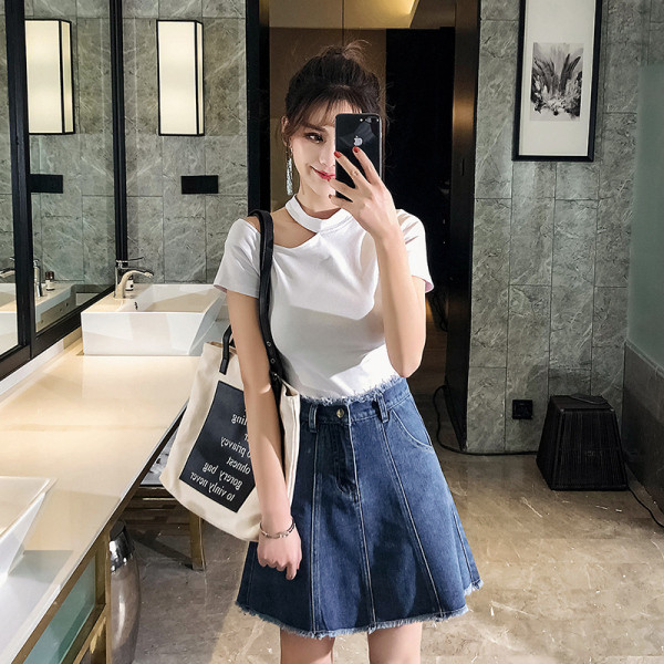 Uus mudel lühike naiste teksaseelik rebenenud motiividega