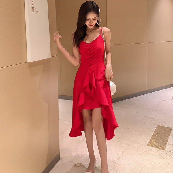 Rochie de dama asimetrica cu bretele subtiri