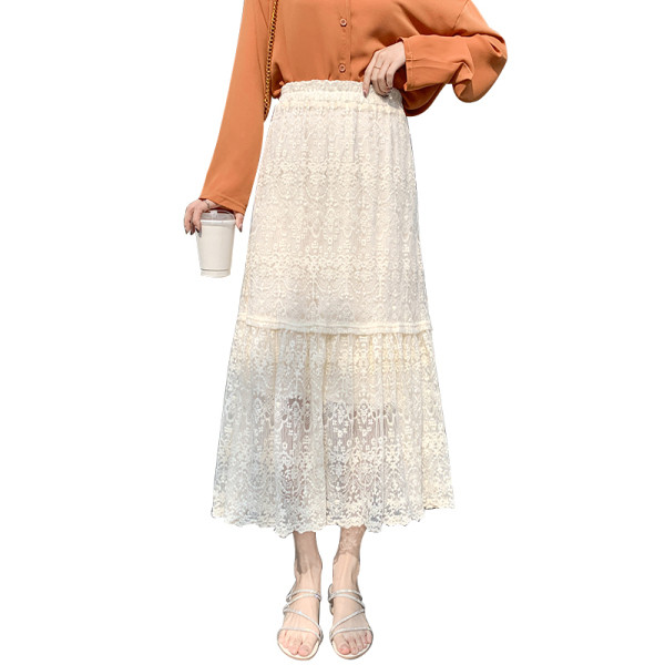 Moderni sieviešu mežģīņu svārki ar augstu vidukli