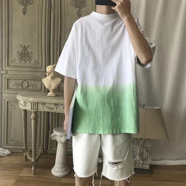 Modern férfi póló ovális nyakkivágással, rövid ujjú irizáló színekben