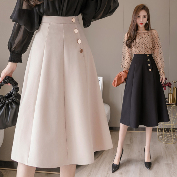 Eleganti sieviešu svārki ar augstu vidukli un metāla elementiem