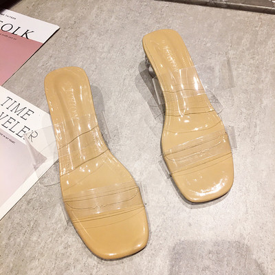 Šiuolaikinės moteriškos šlepetės su silikonu ir storu žemu kulnu