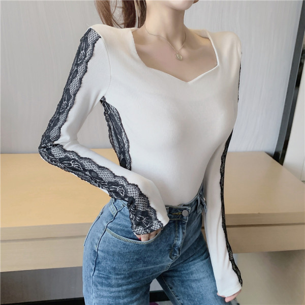 Šiuolaikinė moteriška palaidinė su nėriniais