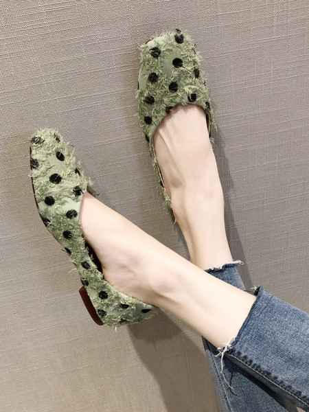 Alkalmi női pöttyös cipő, lapos talppal