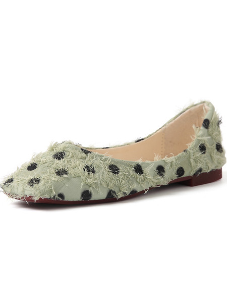 Alkalmi női pöttyös cipő, lapos talppal