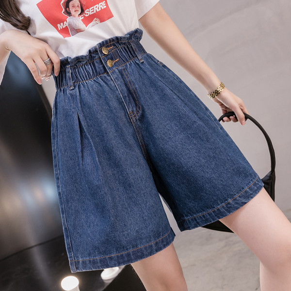 Lezser női rövidnadrág magas derékkal, farmerből