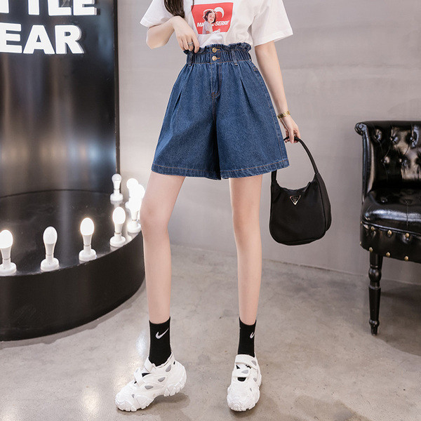 Lezser női rövidnadrág magas derékkal, farmerből