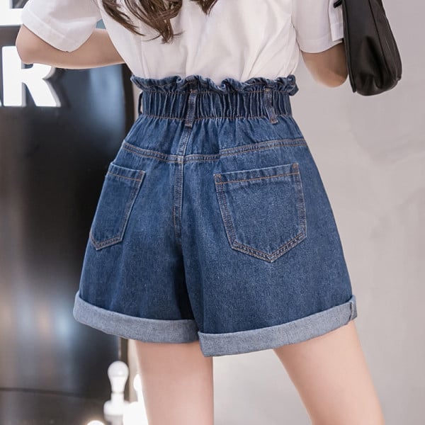 Lezser női rövidnadrág magas derékkal, farmerből