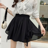 Moteriškas šifoninis sijonas aukštu juosmeniu ir kaklaraiščiais