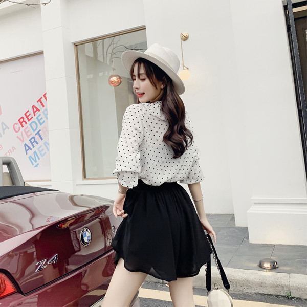 Moteriškas šifoninis sijonas aukštu juosmeniu ir kaklaraiščiais