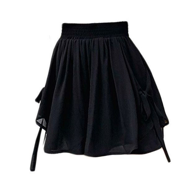 Moteriškas šifoninis sijonas aukštu juosmeniu ir kaklaraiščiais