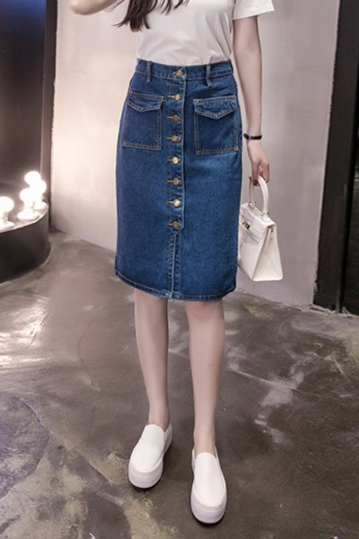 Novi model traper suknje sa visokim strukom, džepovima i gumbima