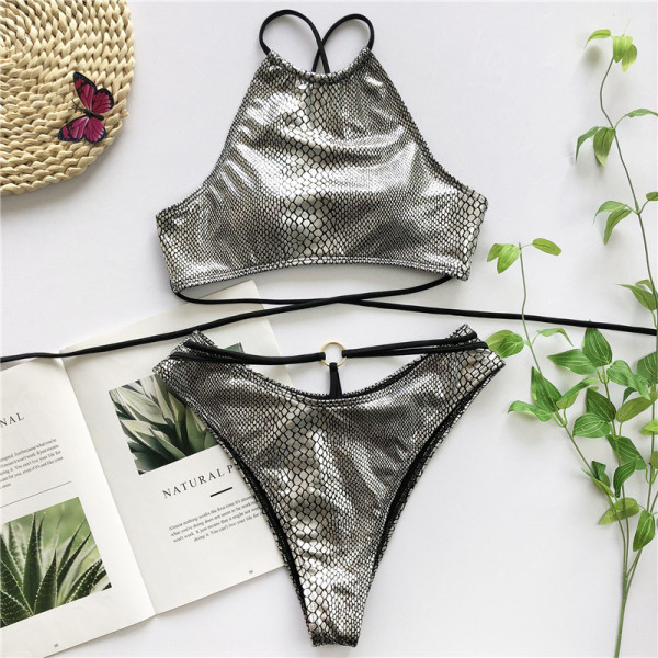 Costum de baie modern din două piese cu cravate