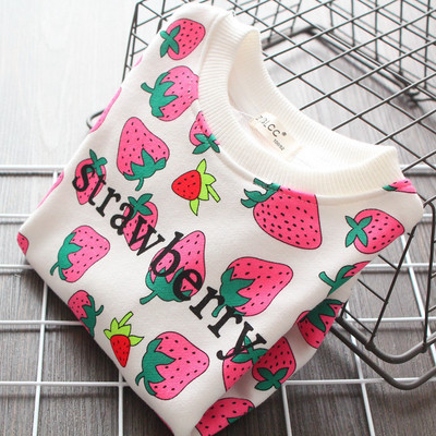 Детска блуза за момичета с дълъг ръкав и обло деколте