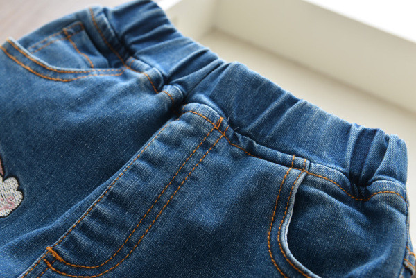 Bērnu garie džinsi ar izšuvumu meitenēm