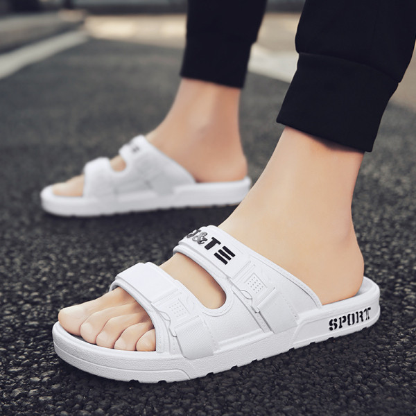 Vasarinės laisvalaikio vyriškos šlepetės su užrašais