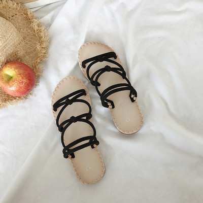 Ikdienas sieviešu sandales ar plakanām zolēm un ādas lencēm